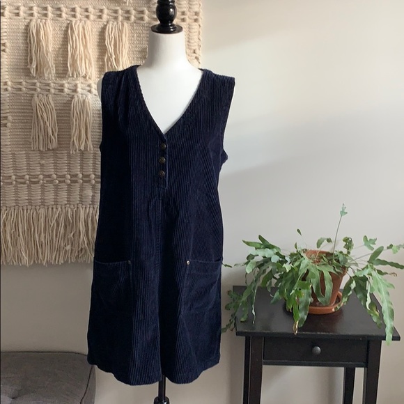 Vintage Navy blue cord pinafore dress - Picture 1 of 5